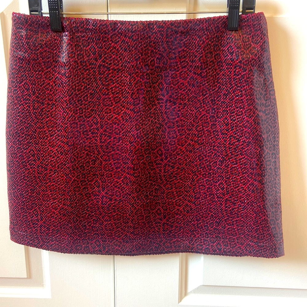 Crimson leopard skirt